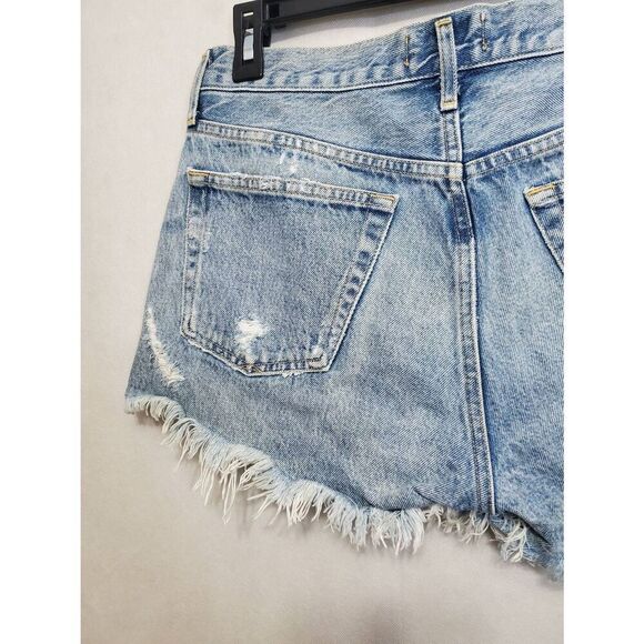 AGOLDE Parker Vintage Cut Off Denim Jean Shorts in Swapmeet Button Fly Raw Hem - Picture 9 of 13